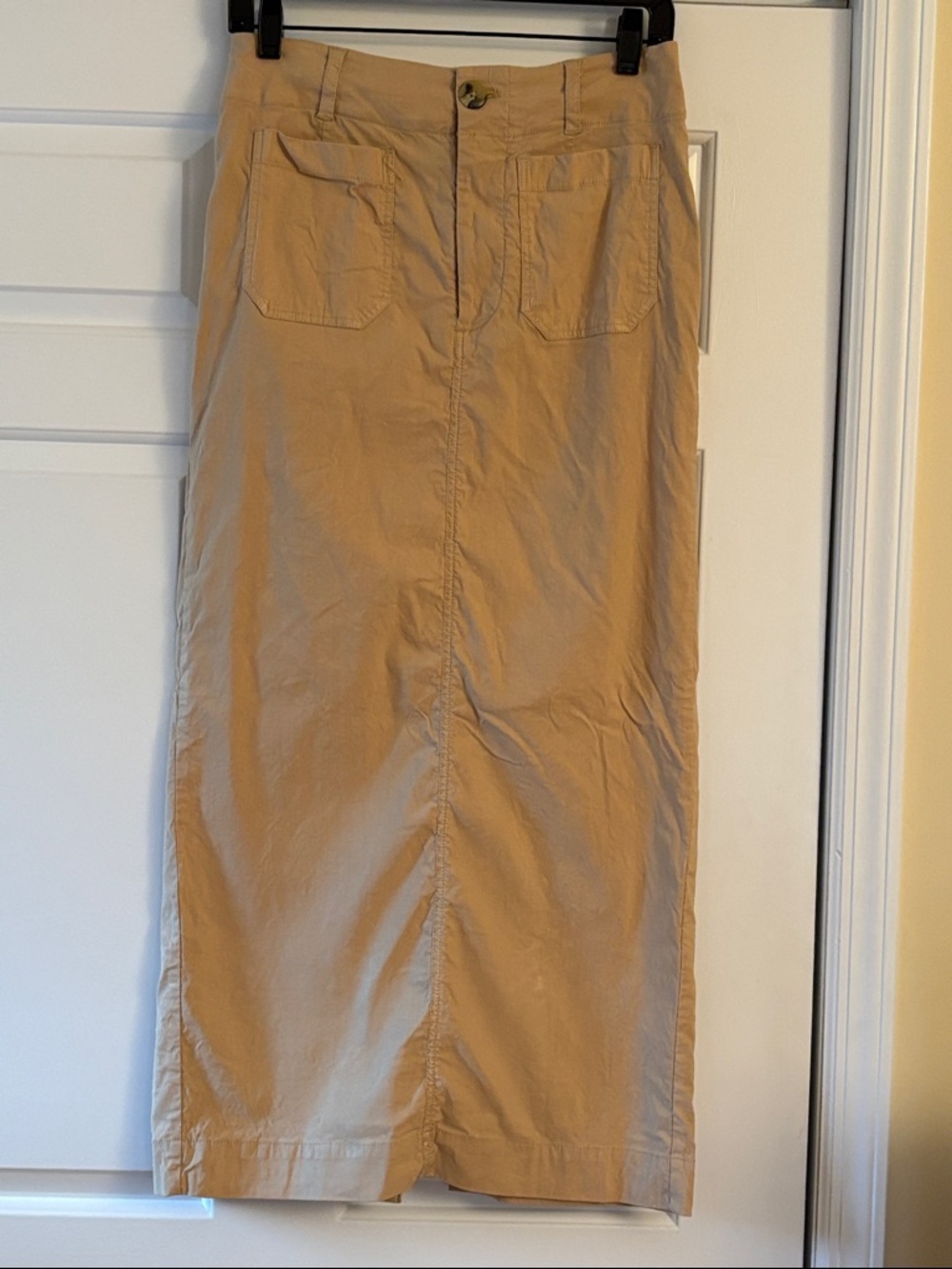 Anthropologie Maeve Khaki Maxi Skirt with Front Pockets